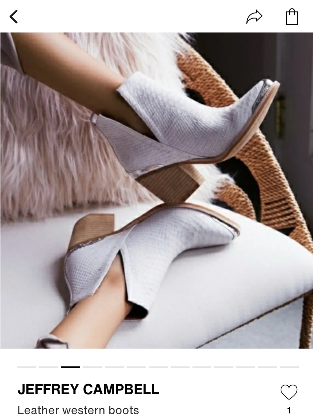 Jeffrey Campbell Cromwell White Snake Pointed Western Ankle Booties